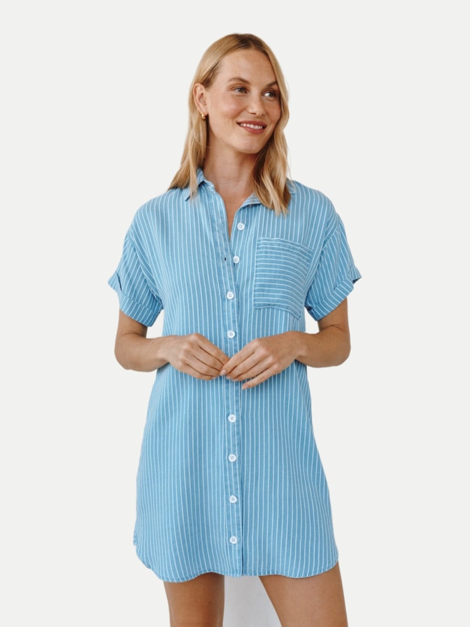 Bella Dahl Hemdblusenkleid mit aufrollbaren Ärmeln bei Robert Ley