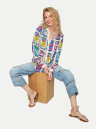 Emily Van Den Bergh Bluse mit skizziertem Dosen-Print 896-multi cans bei Robert Ley
