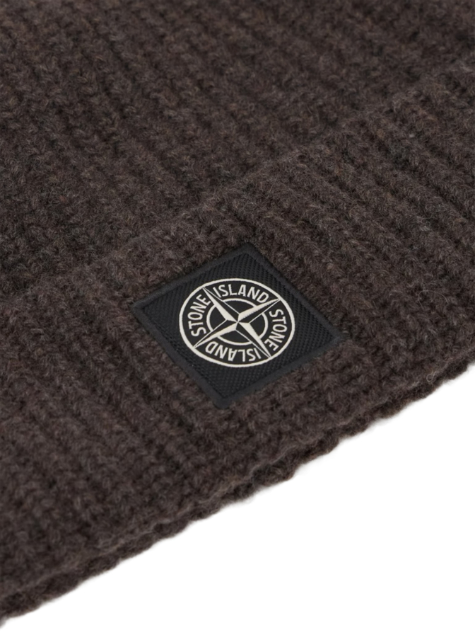 Stone Island Strickmütze mit Compass-Logo-Patch bei Robert Ley