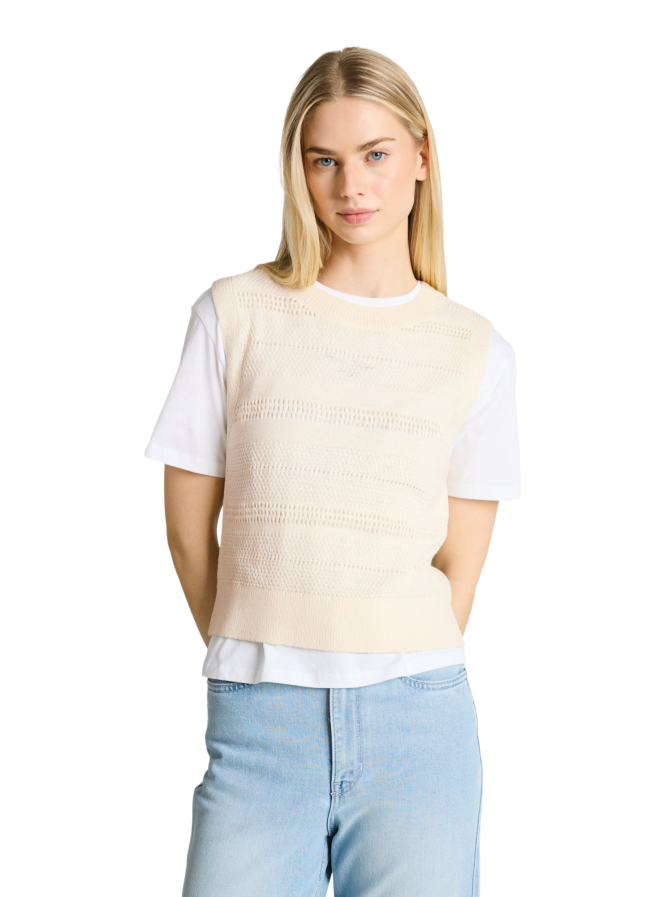 Tom Tailor Denim Strickweste mit Lochmuster bei Robert Ley