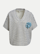 Milano Italy T-Shirt mit V-Ausschnitt 1104-OFFWHITE PRINT bei Robert Ley