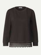 Street One Shirt mit Spitzenkante am Saum 17874-black coffee bei Robert Ley