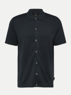 s.Oliver BLACK LABEL Kurzarmhemd aus Seiden-Mix 5920-BLUE bei Robert Ley