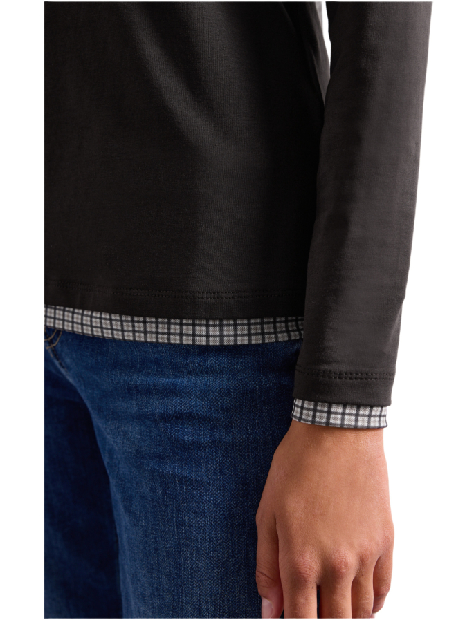 Street One Rundhalspullover mesh cuffs bei Robert Ley