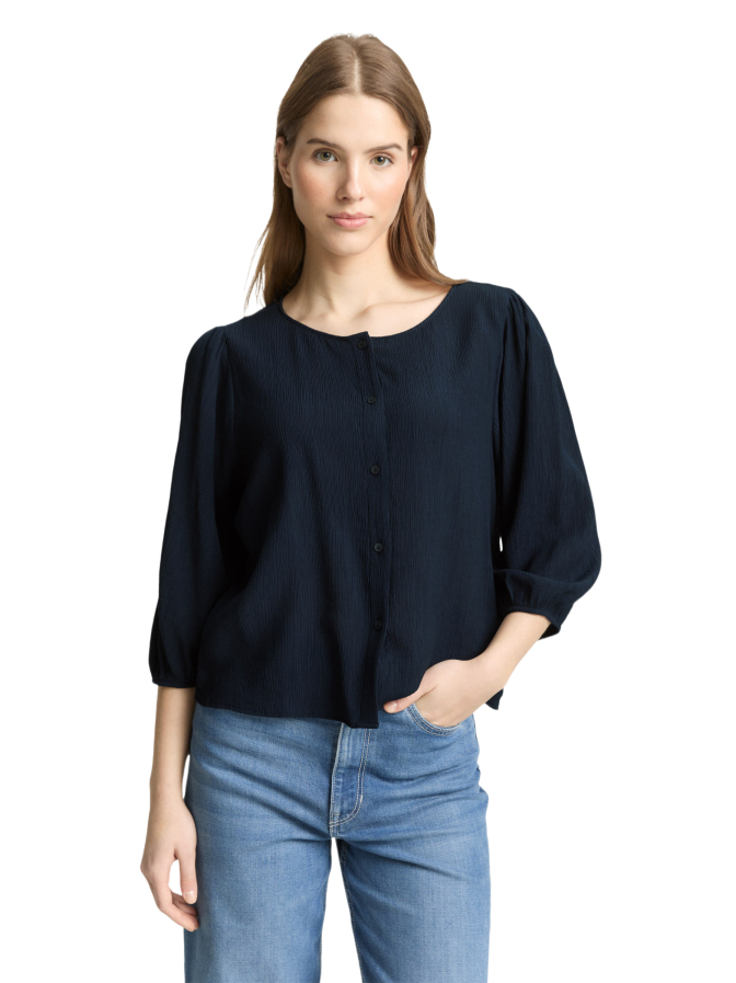 Tom Tailor Denim Crinkle Bluse mit Knopfleiste bei Robert Ley