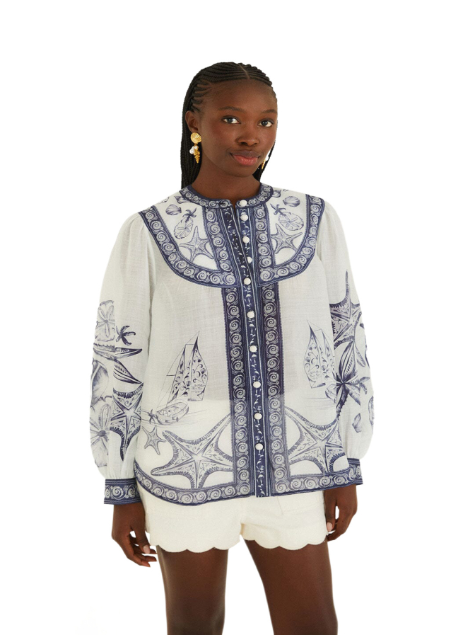 Farm Rio Bluse mit Küsten-Schal bei Robert Ley