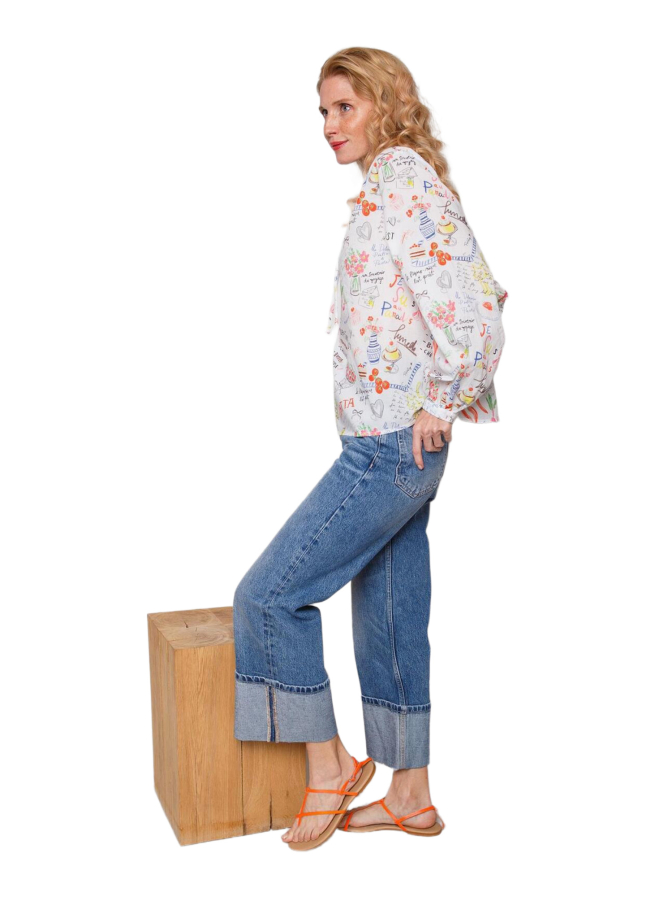 Emily Van Den Bergh Bluse mit Shopping-List-Print bei Robert Ley