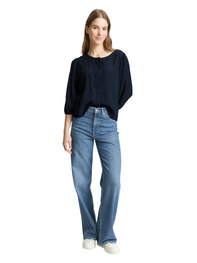 Tom Tailor Denim Crinkle Bluse mit Knopfleiste bei Robert Ley