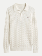 Gant Zopfstrickpullover mit Polo-Kragen 130-CREAM bei Robert Ley