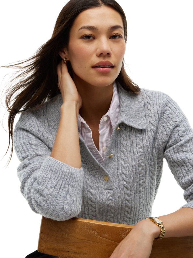 Tommy Hilfiger Polo-Pullover mit Zopfmuster bei Robert Ley