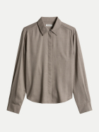 Marc O'Polo Hemdbluse mit verdeckten Knopfleiste 2204-Stone Taupe Melange bei Robert Ley