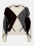Zero Strickpullover mit Allover-Print 1971-Patch Cream/Brown bei Robert Ley
