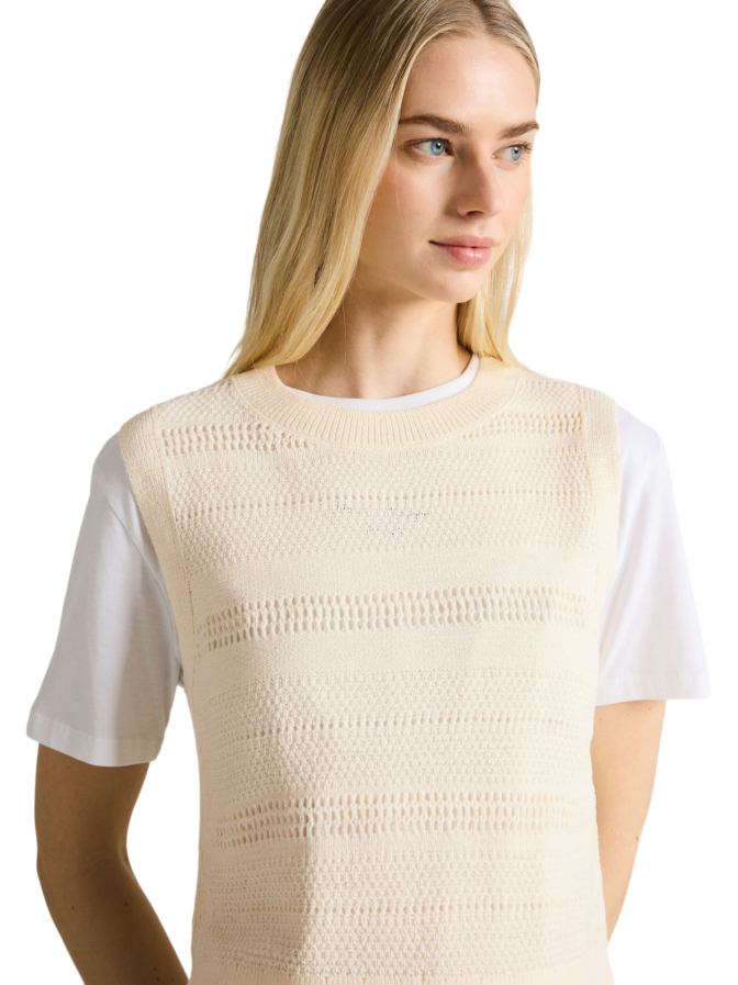 Tom Tailor Denim Strickweste mit Lochmuster bei Robert Ley