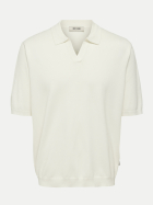 Only & Sons Gestricktes Poloshirt 193799-Cloud Dancer bei Robert Ley