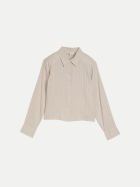 Tom Tailor Denim Boxy- Fit Hemdbluse mit Schleifen-Detail 39493-beige black vertical stripe bei Robert Ley