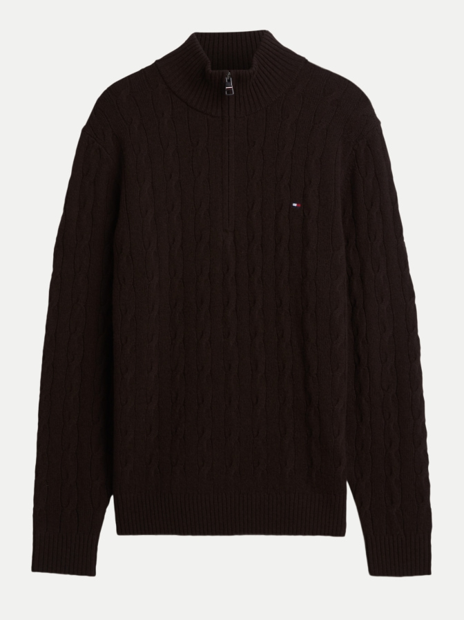 Tommy Hilfiger Wollstrickpullover mit Zopfstrick bei Robert Ley