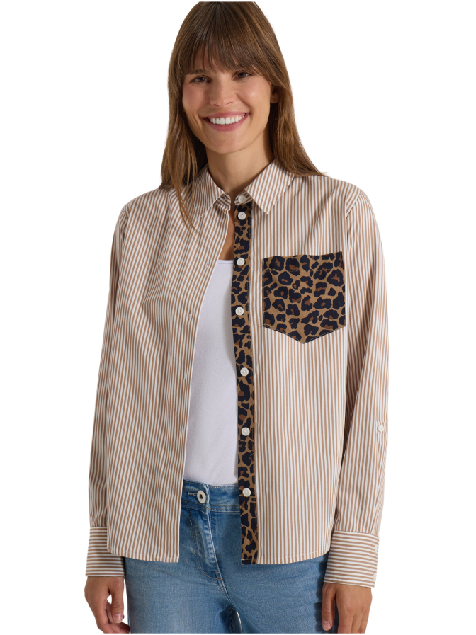 Cecil Gestreifte Bluse mit Leo-Brusttasche bei Robert Ley