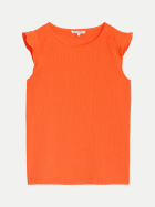 Tom Tailor Denim Loose Fit Crinkle Top mit Volants 11076-Fiery Orange bei Robert Ley