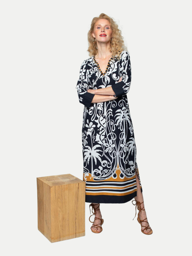Emily Van Den Bergh Tunikakleid mit Palmenprint bei Robert Ley