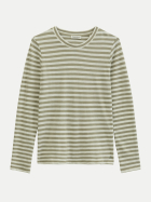Marc O'Polo DENIM Gestreiftes Langarmshirt 3665-Bright Green_Multi_3 bei Robert Ley