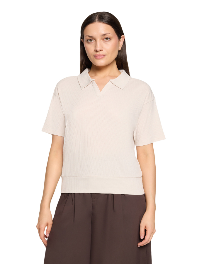 Cartoon Poloshirt mit Rippenstruktur bei Robert Ley