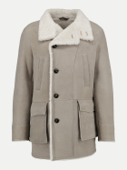 Manzoni 24 2-reihiger Ledermantel mit Lammfell fog-fog bei Robert Ley