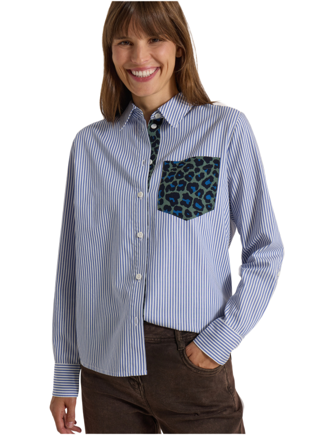 Cecil Gestreifte Bluse mit Leo-Brusttasche bei Robert Ley