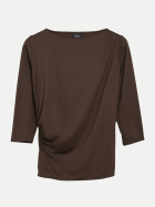 s.Oliver BLACK LABEL Langarmshirt mit Raffungen 8944-BROWN bei Robert Ley