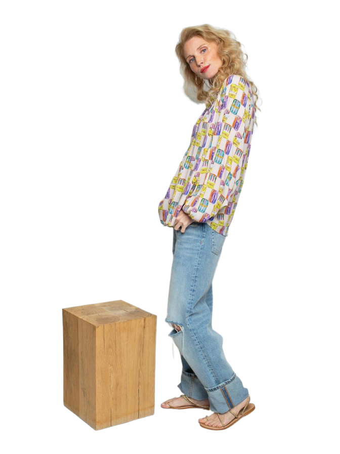 Emily Van Den Bergh Bluse mit Sardinenbüchsen Print bei Robert Ley