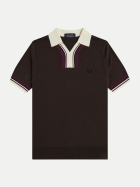 Fred Perry Strickshirt mit offenem Kragen 33c-richbrown bei Robert Ley