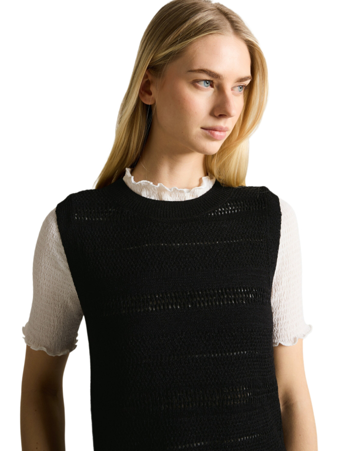 Tom Tailor Denim Strickweste mit Lochmuster bei Robert Ley