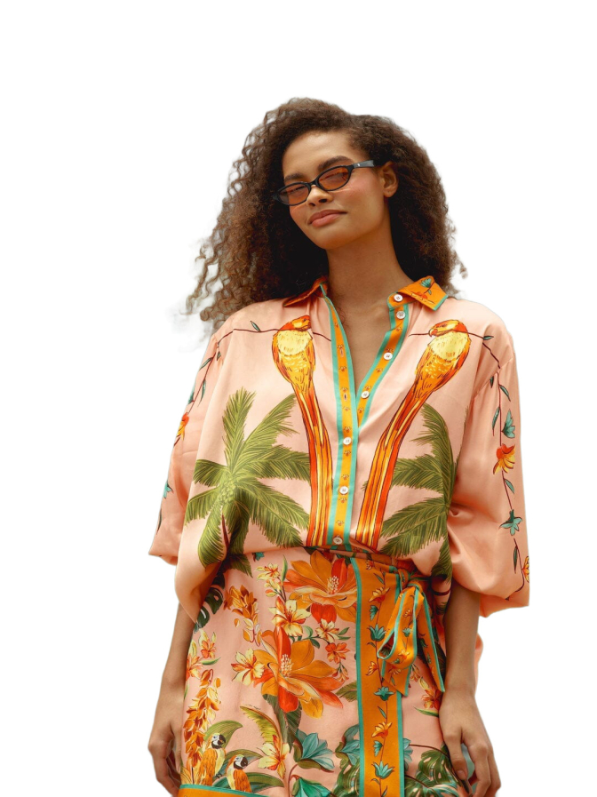 Farm Rio Shirt mit mehrfarbigem Vogel-Muster bei Robert Ley