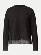 Street One Langarmshirt mit Spitzenborte 18037-black coffee mel. bei Robert Ley