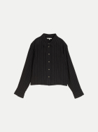 Tom Tailor Denim Boxy- Fit Hemdbluse mit Schleifen-Detail 39492-black beige vertical stripe bei Robert Ley