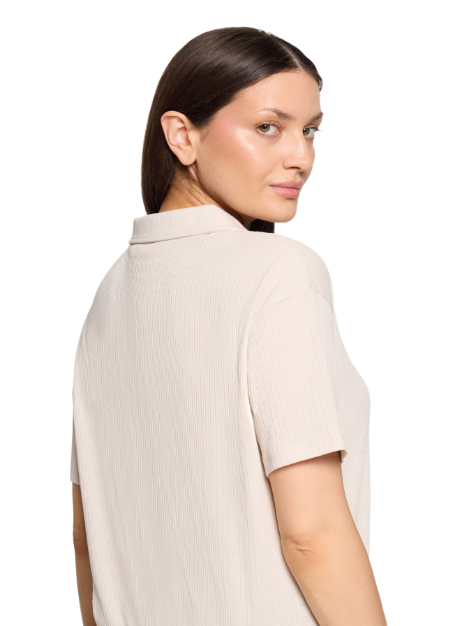 Cartoon Poloshirt mit Rippenstruktur bei Robert Ley