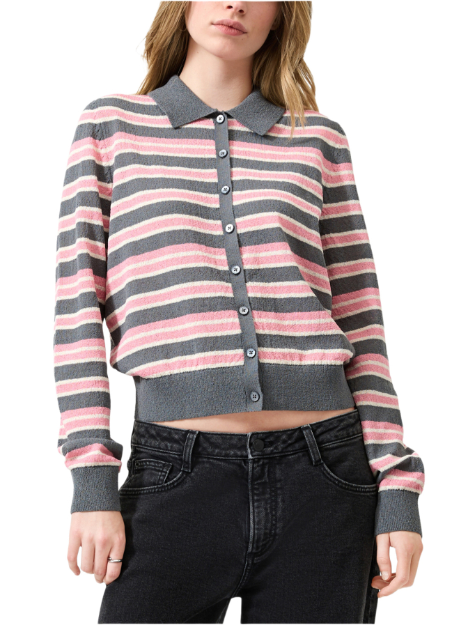 Q/S designed by Strickjacke mit Polo-Kragen bei Robert Ley