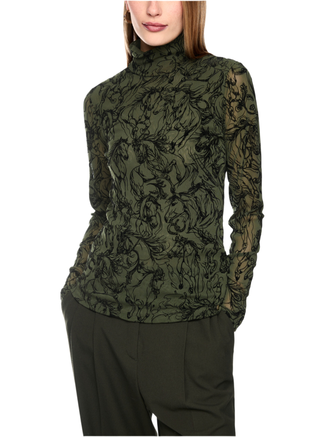 Marc Cain Meshshirt mit Samt-Beflockung bei Robert Ley