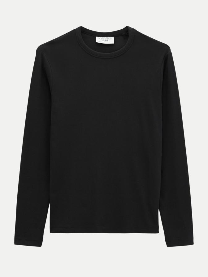 Marc O'Polo DENIM Longsleeve Regular aus geripptem Bio-Baumwoll-Jersey bei Robert Ley