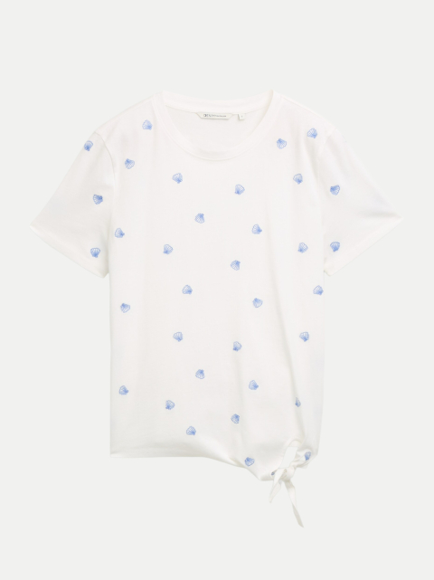 Tom Tailor Denim Besticktes T-Shirt mit Knotendetail bei Robert Ley
