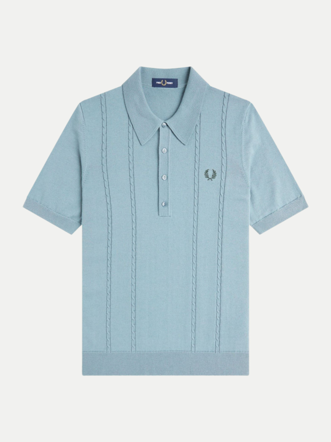 FRED PERRY Strickpolo mit Zopfmuster bei Robert Ley