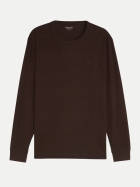 Tom Tailor Casual Basic Langarmshirt mit Logo-Stickerei 10571-Dark Chocolate Brown bei Robert Ley