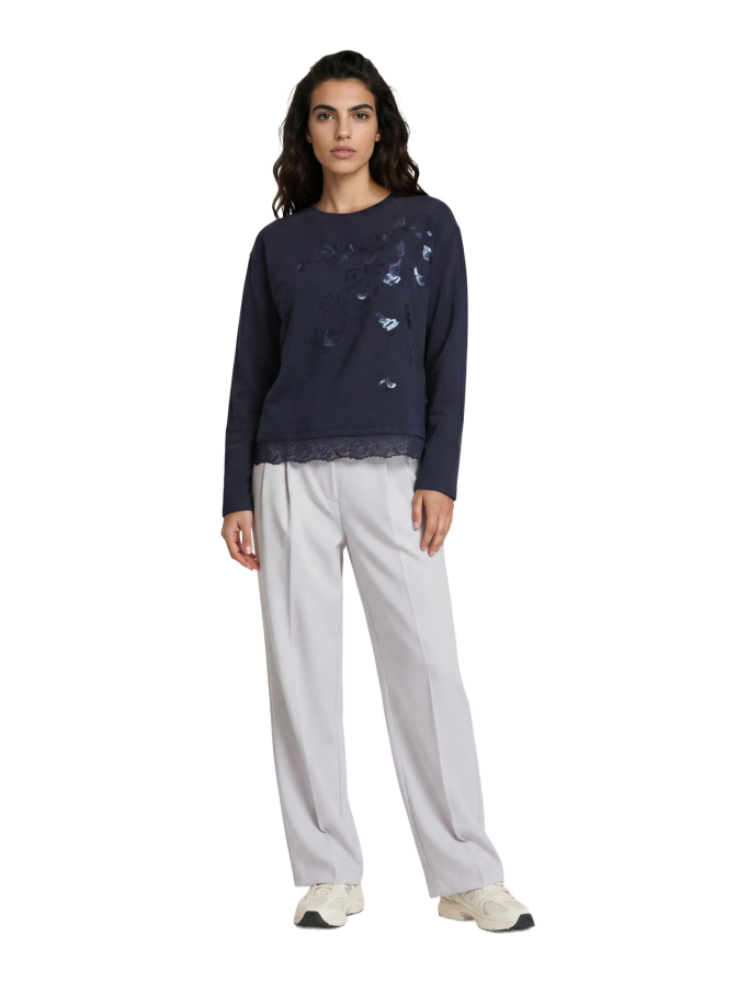 Milano Italy Sweatshirt mit Pailletten und Spitze bei Robert Ley