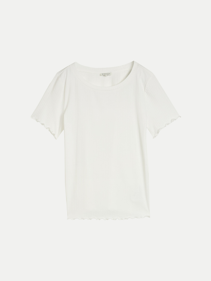 Tom Tailor Casual T-Shirt mit gewellten Saumkanten bei Robert Ley