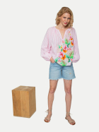 Emily Van Den Bergh Streifenbluse mit Flower-Print 180-pink white bei Robert Ley