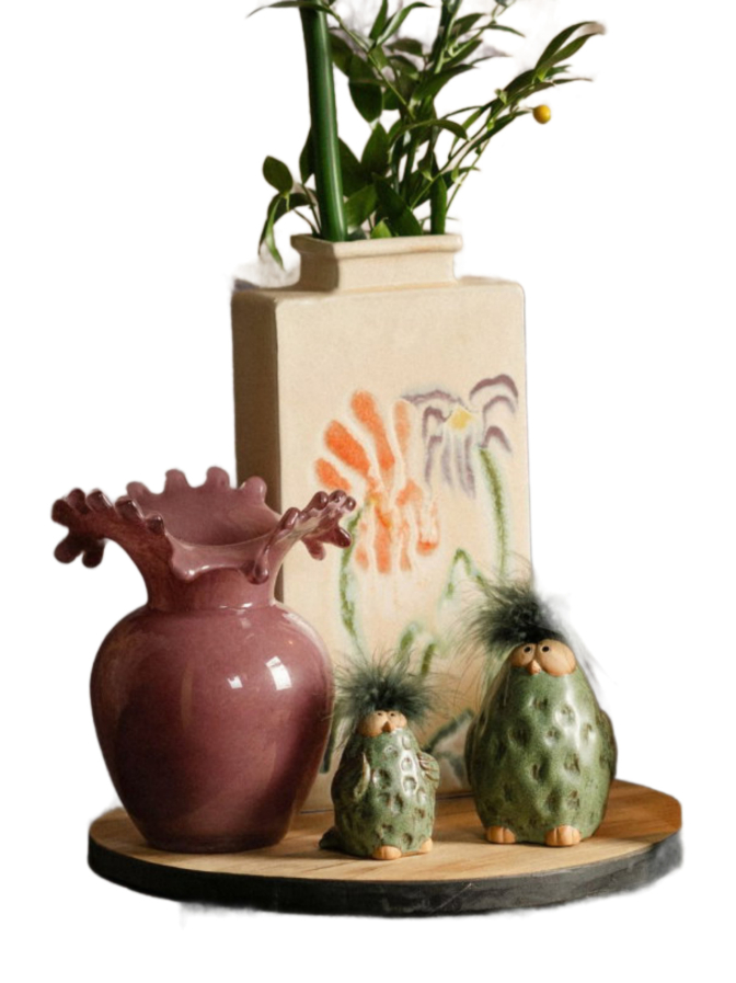G.WURM Vase Blumen aus Steingut 14x28x6 bei Robert Ley