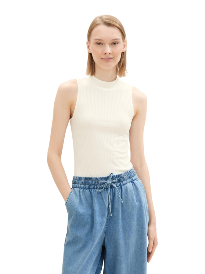 Tom Tailor Denim Ripp-Top mit Stehkragen bei Robert Ley