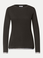 Street One Rundhalspullover mesh cuffs 17874-black coffee bei Robert Ley