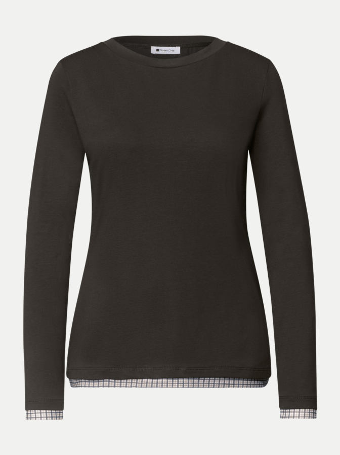 Street One Rundhalspullover mesh cuffs bei Robert Ley