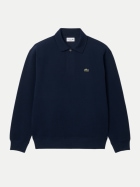 Lacoste Sweatshirt aus Piqué mit Polokragen 166-navy bei Robert Ley