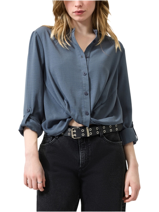 Q/S designed by Bluse mit fixiertem Knotendetail bei Robert Ley